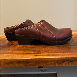 Dansko Dark Red Leather Clogs